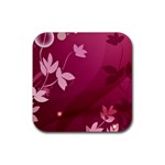 Pink Flower Art Rubber Coaster (Square)