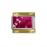 Pink Flower Art Gold Trim Italian Charm (9mm)