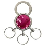 Pink Flower Art 3-Ring Key Chain