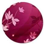 Pink Flower Art Magnet 5  (Round)