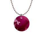 Pink Flower Art 1  Button Necklace