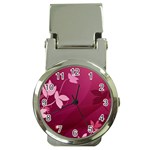 Pink Flower Art Money Clip Watch
