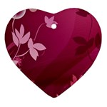 Pink Flower Art Heart Ornament (Two Sides)