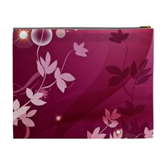 Pink Flower Art Cosmetic Bag (XL) from UrbanLoad.com Back