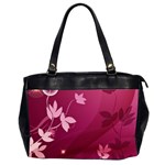 Pink Flower Art Oversize Office Handbag (2 Sides)