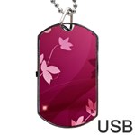 Pink Flower Art Dog Tag USB Flash (Two Sides)