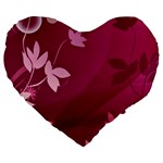Pink Flower Art Large 19  Premium Heart Shape Cushion
