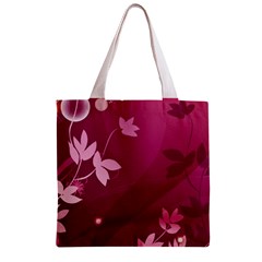 Pink Flower Art Zipper Grocery Tote Bag from UrbanLoad.com Front