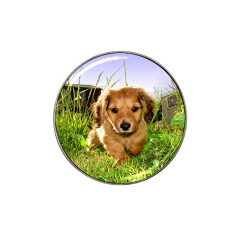 Puppy In Grass Hat Clip Ball Marker from UrbanLoad.com Front