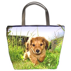 Puppy In Grass Bucket Bag from UrbanLoad.com Back