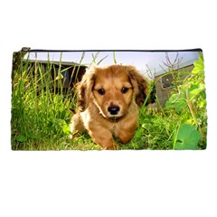 Puppy In Grass Pencil Case from UrbanLoad.com Front