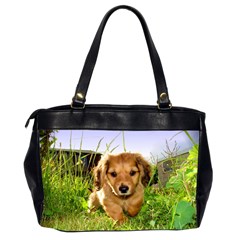 Puppy In Grass Oversize Office Handbag (2 Sides) from UrbanLoad.com Back
