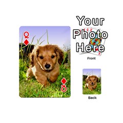 Queen Puppy In Grass Playing Cards 54 (Mini) from UrbanLoad.com Front - DiamondQ
