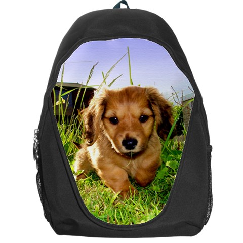 Puppy In Grass Backpack Bag from UrbanLoad.com Front