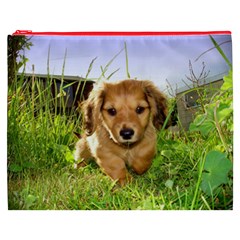 Puppy In Grass Cosmetic Bag (XXXL) from UrbanLoad.com Front