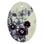Purple Flower Art Oval Ornament (Two Sides)