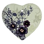 Purple Flower Art Heart Ornament (Two Sides)