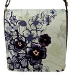 Purple Flower Art Flap Closure Messenger Bag (S)