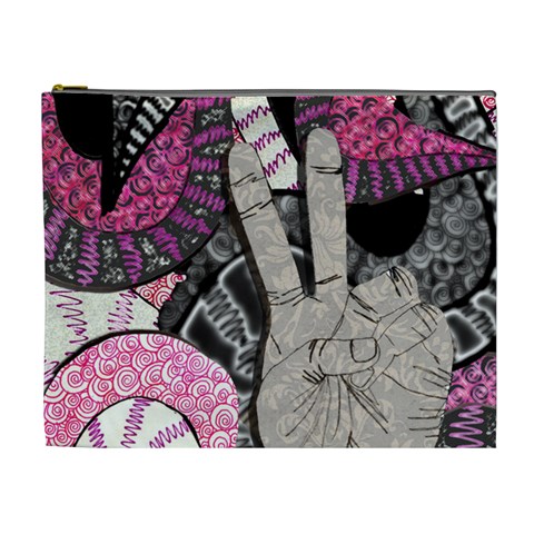 Peace Hand Art Cosmetic Bag (XL) from UrbanLoad.com Front