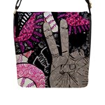 Peace Hand Art Flap Closure Messenger Bag (L)