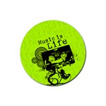 Music Is Life Rubber Round Coaster (4 pack)
