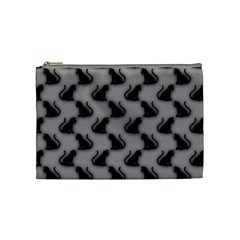 Black Cats On Gray Cosmetic Bag (Medium) from UrbanLoad.com Front