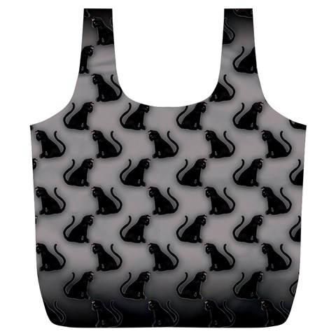 Black Cats On Gray Full Print Recycle Bag (XL) from UrbanLoad.com Front