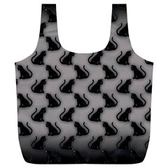 Black Cats On Gray Full Print Recycle Bag (XL) from UrbanLoad.com Front