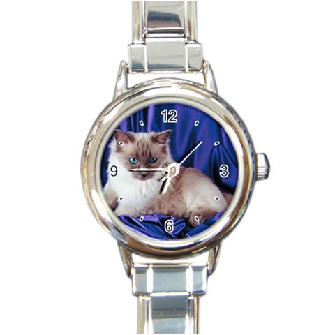 Rag Doll Cat D4 Round Italian Charm Watch from UrbanLoad.com Front