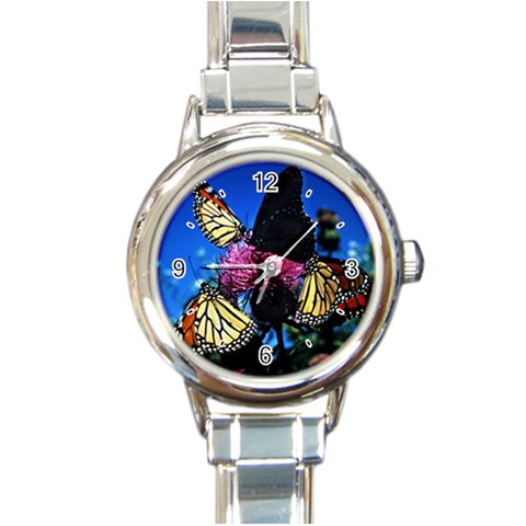 Butterfly Round Italian Charm Watch from UrbanLoad.com Front