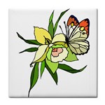 Flower and Cool Butterfly Tile Coaster