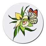 Flower and Cool Butterfly Round Mousepad