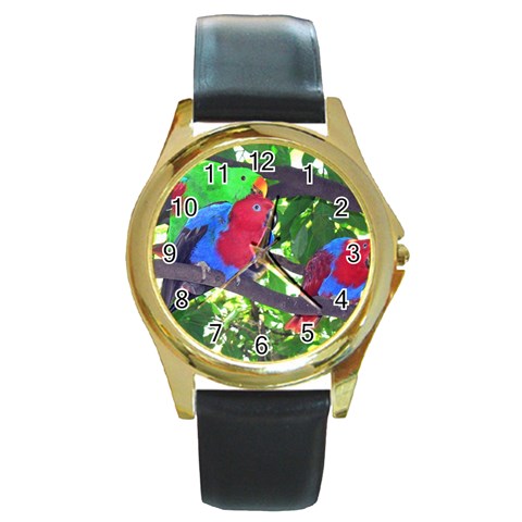 Parrots Round Gold Metal Watch from UrbanLoad.com Front
