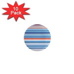 Blue And Coral Stripe 2 1  Mini Magnet (10 pack) 