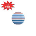 Blue And Coral Stripe 2 1  Mini Magnets (100 pack) 