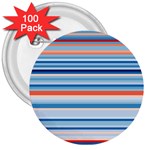 Blue And Coral Stripe 2 3  Buttons (100 pack) 