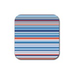 Blue And Coral Stripe 2 Rubber Coaster (Square) 