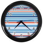 Blue And Coral Stripe 2 Wall Clock (Black)