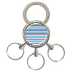 Blue And Coral Stripe 2 3-Ring Key Chain