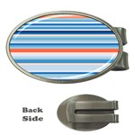 Blue And Coral Stripe 2 Money Clips (Oval) 