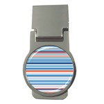 Blue And Coral Stripe 2 Money Clips (Round) 