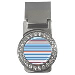 Blue And Coral Stripe 2 Money Clips (CZ) 