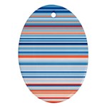 Blue And Coral Stripe 2 Oval Ornament (Two Sides)