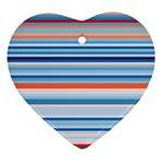 Blue And Coral Stripe 2 Heart Ornament (Two Sides)
