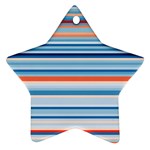 Blue And Coral Stripe 2 Star Ornament (Two Sides)