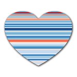 Blue And Coral Stripe 2 Heart Mousepads
