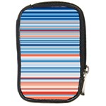 Blue And Coral Stripe 2 Compact Camera Leather Case