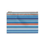 Blue And Coral Stripe 2 Cosmetic Bag (Medium)