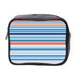 Blue And Coral Stripe 2 Mini Toiletries Bag (Two Sides)