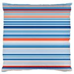 Blue And Coral Stripe 2 Large Cushion Case (Two Sides)